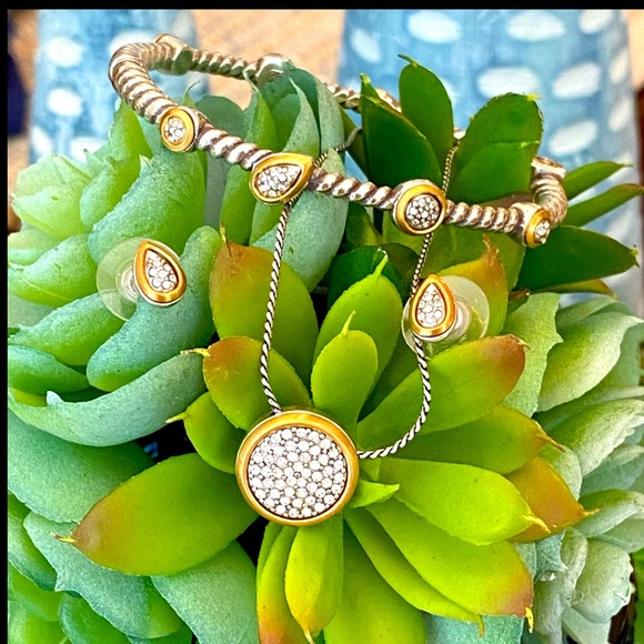 ⭐️SOLD⭐️Brighton MASSANDRA gold/silver Swarovski Crystal necklace bracelet Earri - Picture 14 of 16